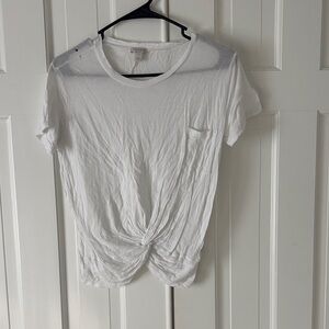 Hinge White Knotted Short Sleeve Tee